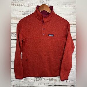 Patagonia Jacket Womens S Red Lightweight Better Sweater Snap T Pullover (FLAW)